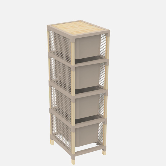 Fixwood FIX-2009-60L Fonksiyonel 4'lü Ahşap Çekmece