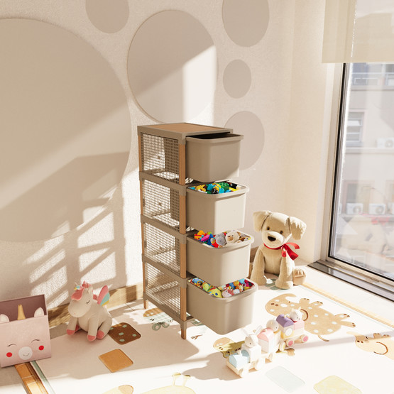 Fixwood FIX-2009-60L Fonksiyonel 4'lü Ahşap Çekmece