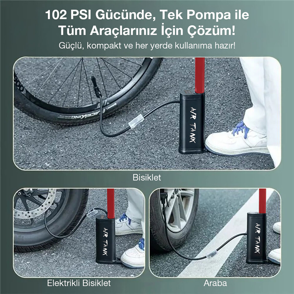    KOBB KB3256D 87 PSI Dijital Basınç Göstergeli Taşınabilir El Pompası 