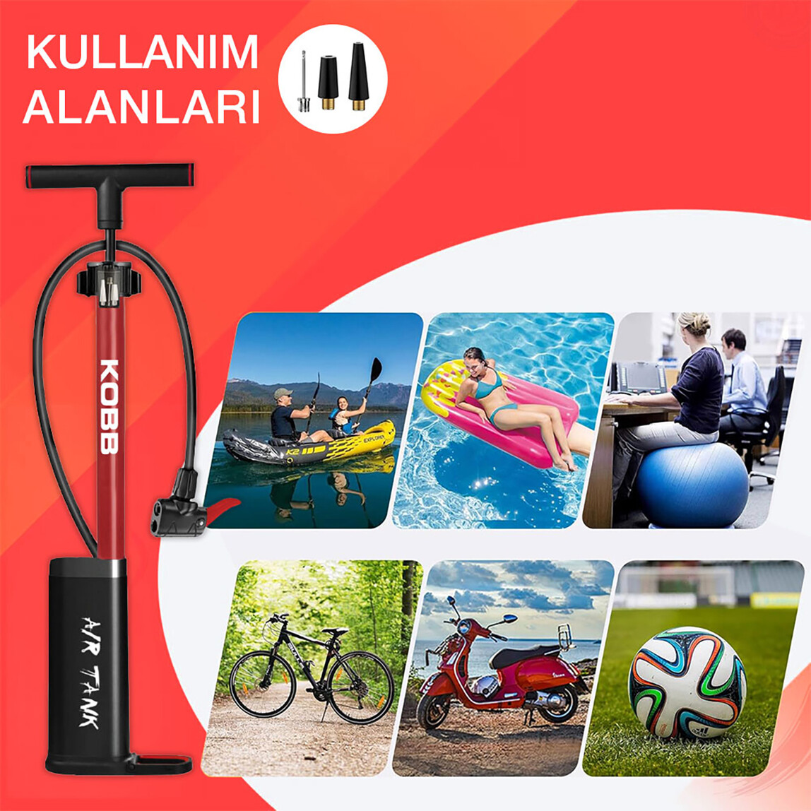    KOBB KB3256D 87 PSI Dijital Basınç Göstergeli Taşınabilir El Pompası 