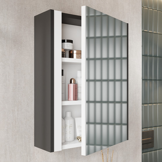 Kemer Aynalı 60 cm Takım Banyo Dolabı Antrasit