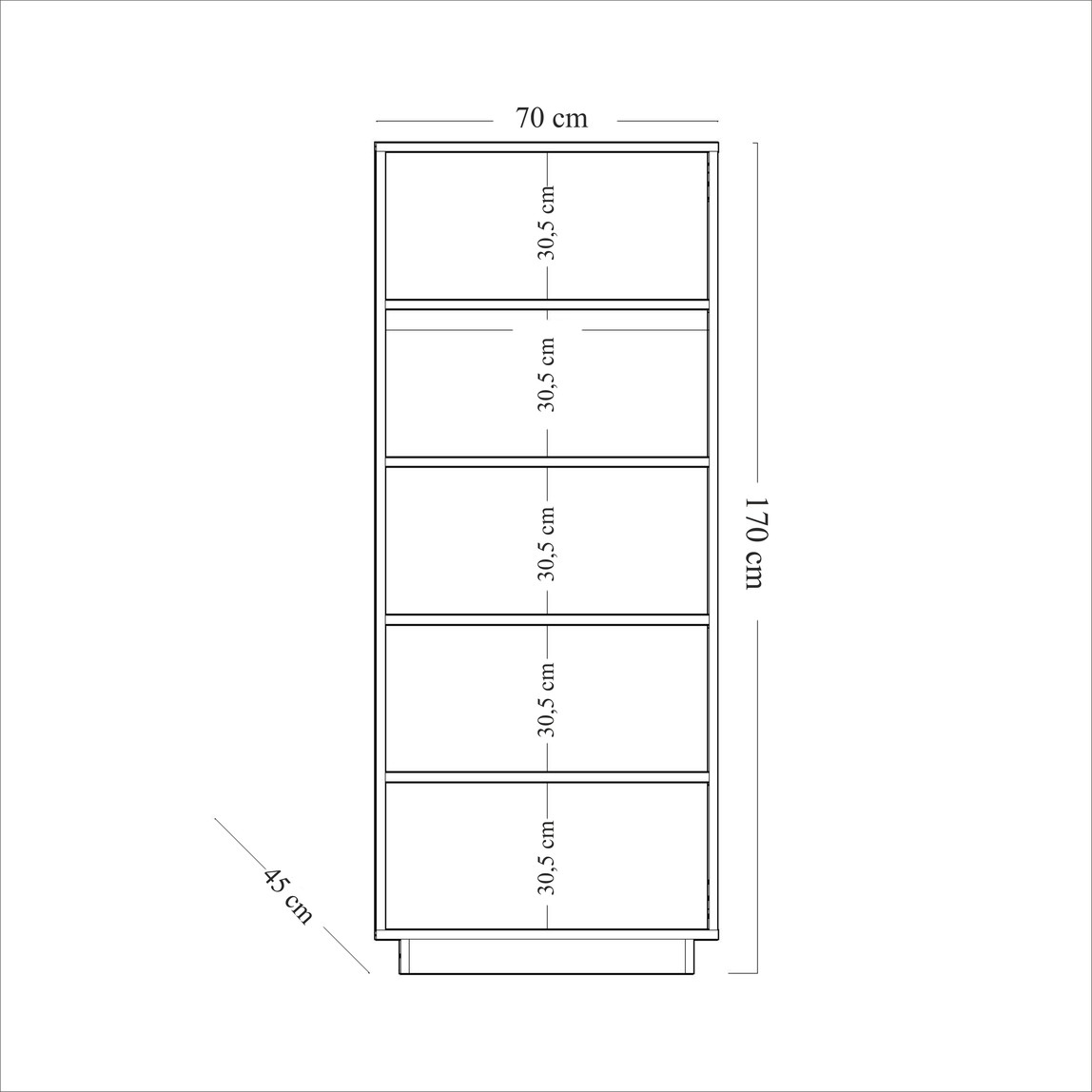    Luke Camlı Kitaplık 70cm Karina Meşe 