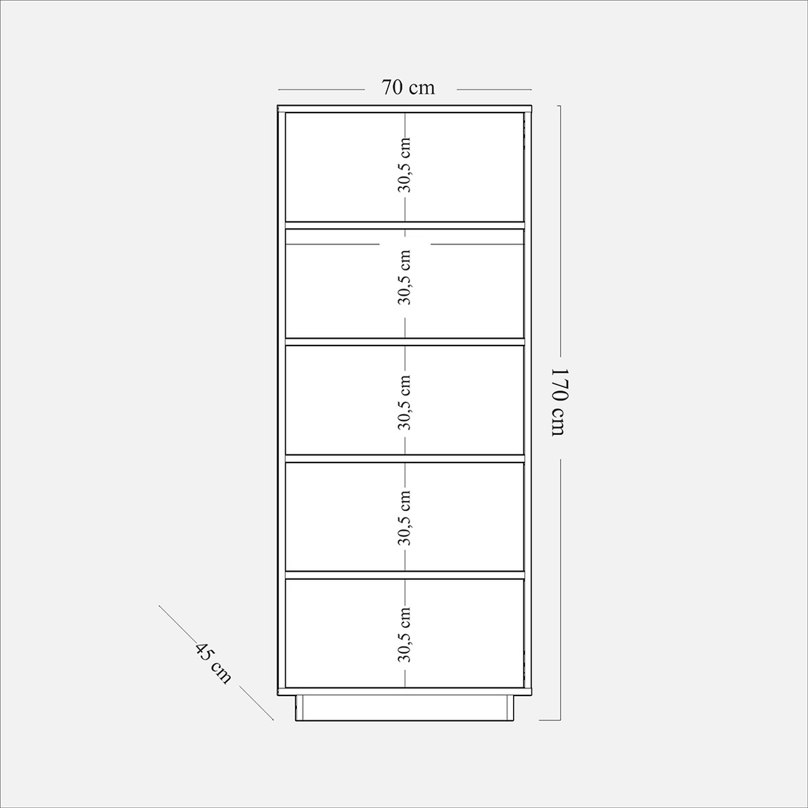    Luke Camlı Kitaplık 70cm Sedef Krem 