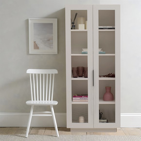 Luke Camlı Kitaplık 70cm Sedef Krem