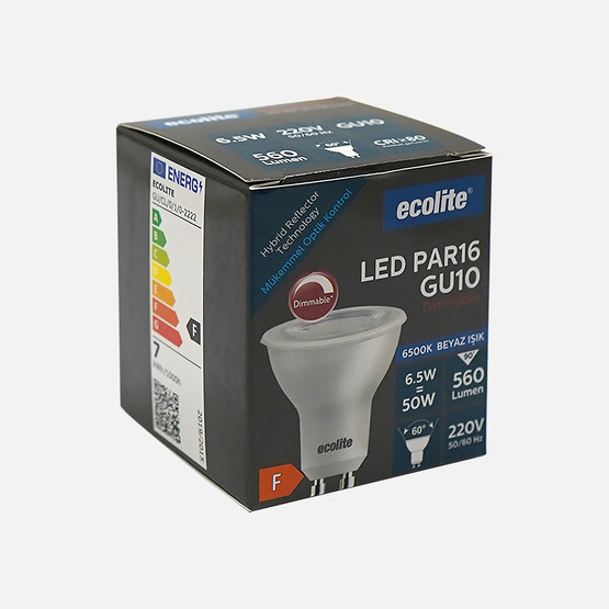 Ecolite GU10 6,5W Led Dim Edilebilir Ampul Beyaz Işık 6500K