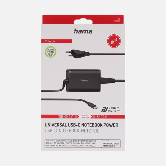 HAMA USB-C Notebook Güç Adaptörü 5-20V/65W