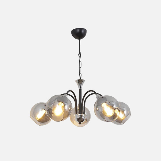 Girne 5'li Siyah Füme Camlı Avize