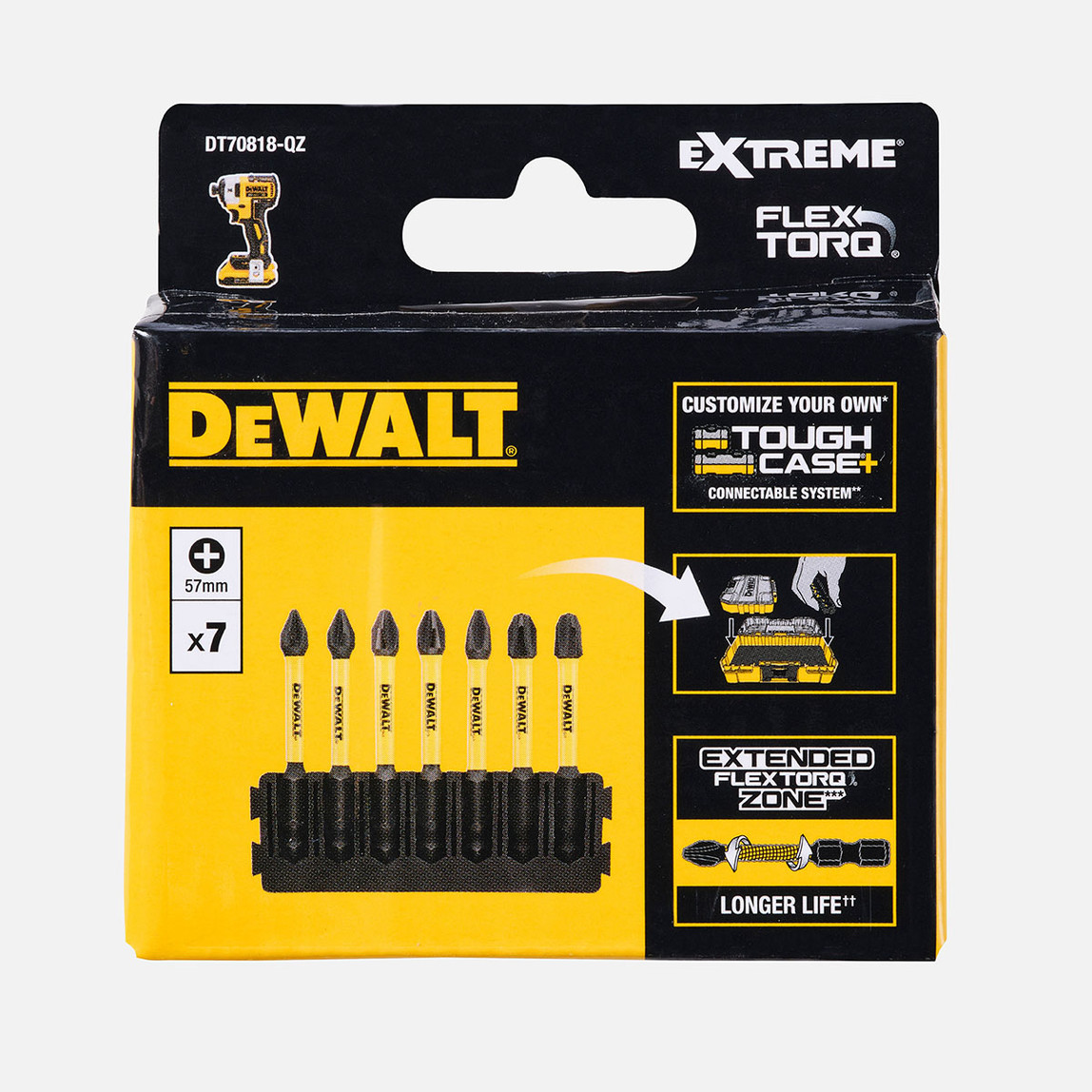    Dewalt DT70818-QZ Flextorq 7 parça 57 mm Philips(ph1,ph2,ph3) Bits Uç seti 