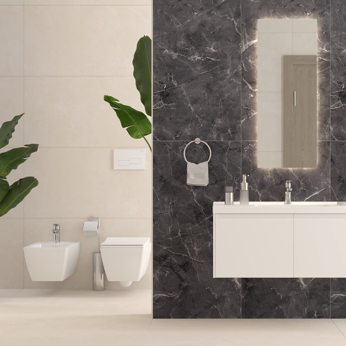    Duratiles Marmol Antrasit Tam Parlak 60x120Cm 2,16 m2    