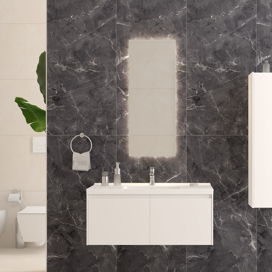    Duratiles Marmol Antrasit Tam Parlak 60x120Cm 2,16 m2    