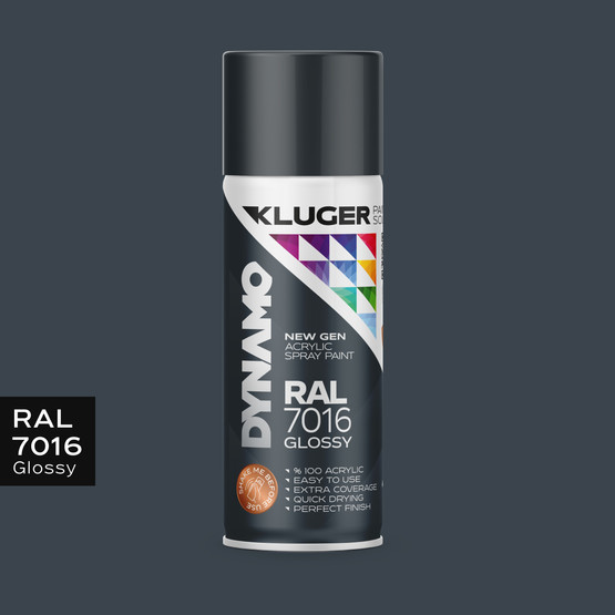 Kluger Dynamo Akrilik Düz Sprey Boya Parlak Siyah RAL 9005 400 ML
