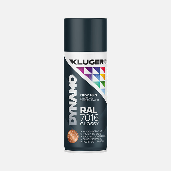 Kluger Dynamo Akrilik Düz Sprey Boya Parlak Siyah RAL 9005 400 ML
