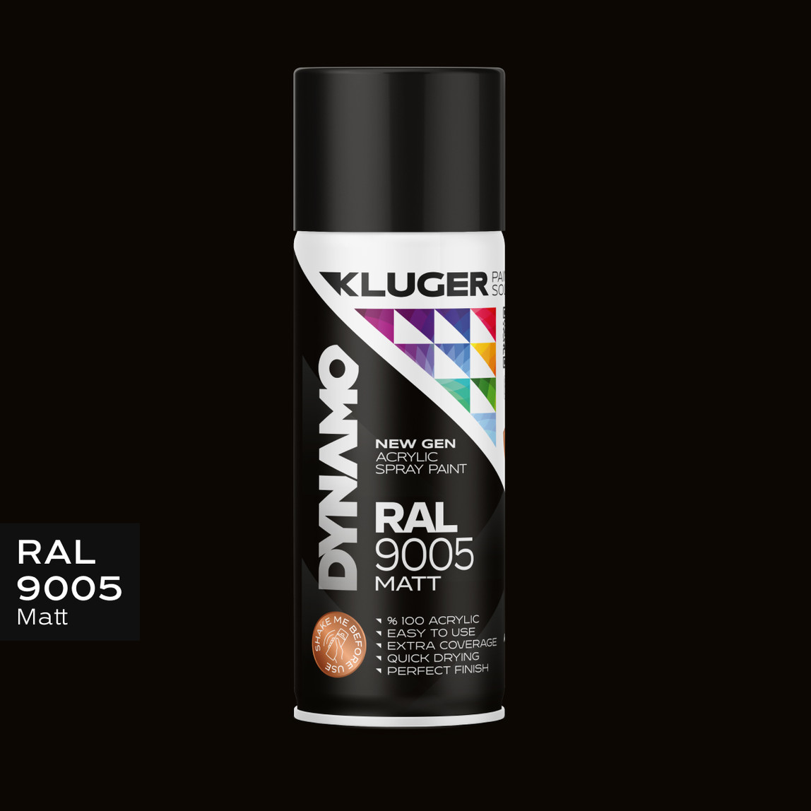    Kluger Dynamo Akrilik Düz Sprey Boya Mat Siyah RAL 9005 400 ML
 