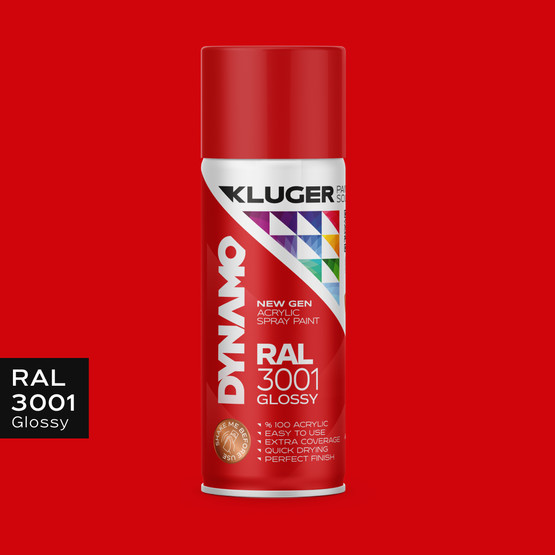 Kluger Dynamo Akrilik Düz Sprey Boya Kırmızı RAL 3001 400 ML

