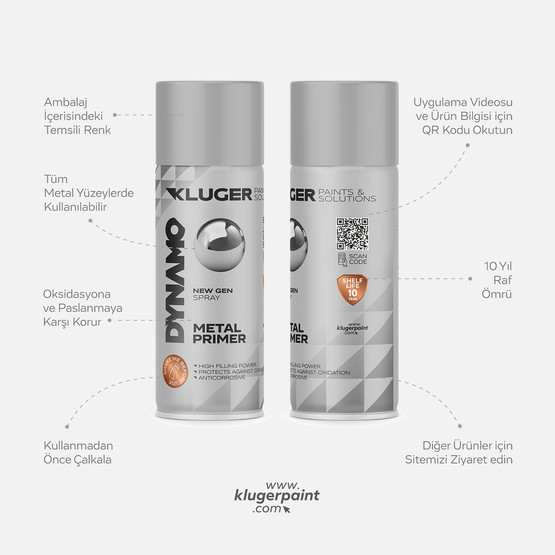 Kluger Dynamo Sprey Boya Metal Yüzey Astarı 351 400 ML


