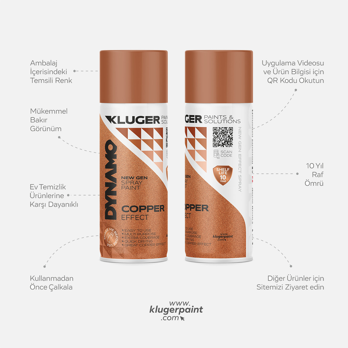    Kluger Dynamo Sprey Boya Bakır Efekt 404 400 ML 