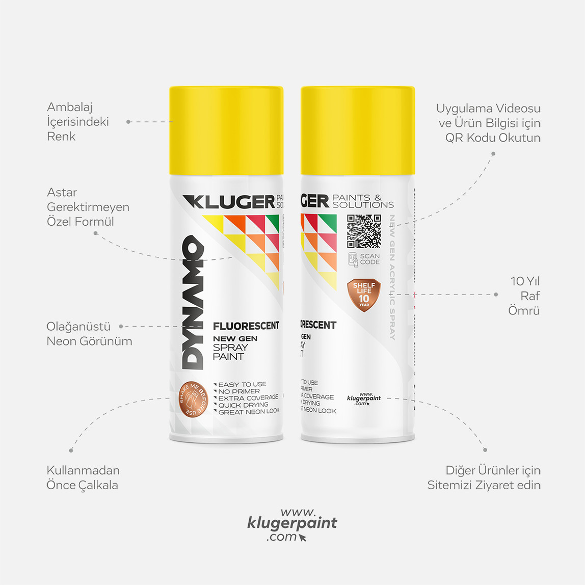    Kluger Dynamo Sprey Boya Floresan Sarı 455 400 ML

 