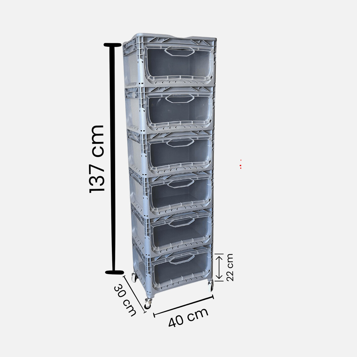    Alpin Magic Kombo 6R Tekerlekli Çok Amaçlı Raf Gri 