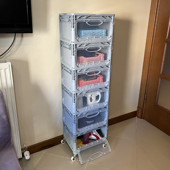 Alpin Magic Kombo 6R Tekerlekli Çok Amaçlı Raf Gri