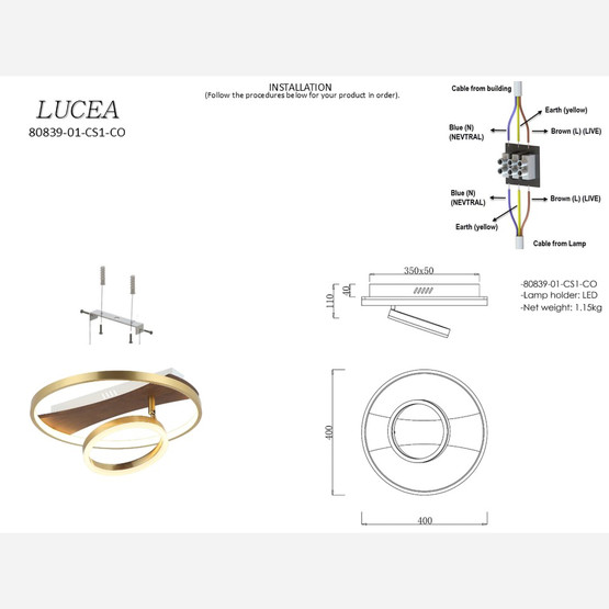 Lucea Faneta Led Plafonyer 40cm