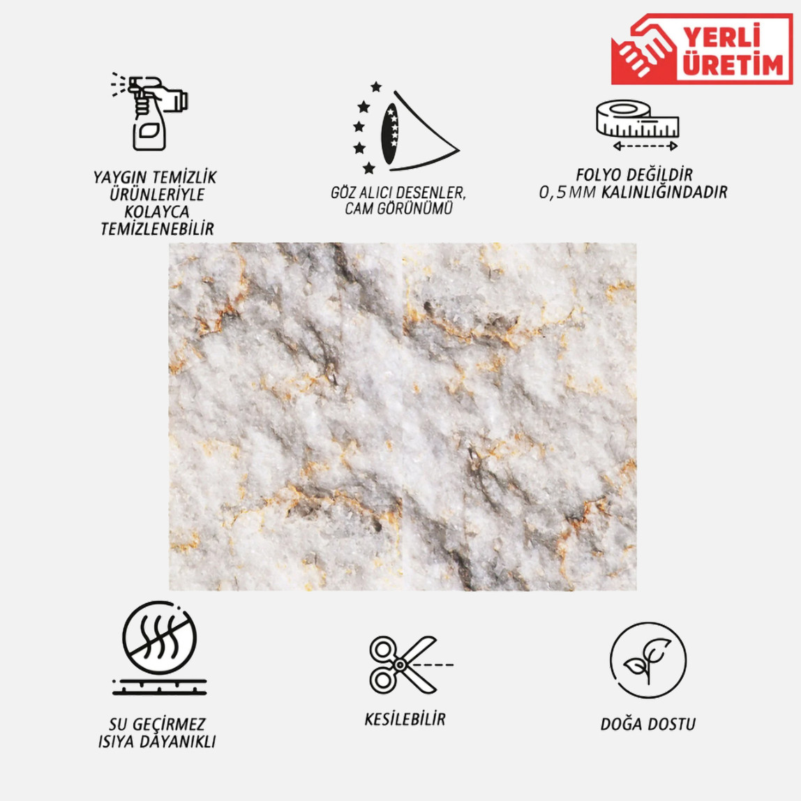    Tink Gold Mermer Desenli Panel Pvc Karo 