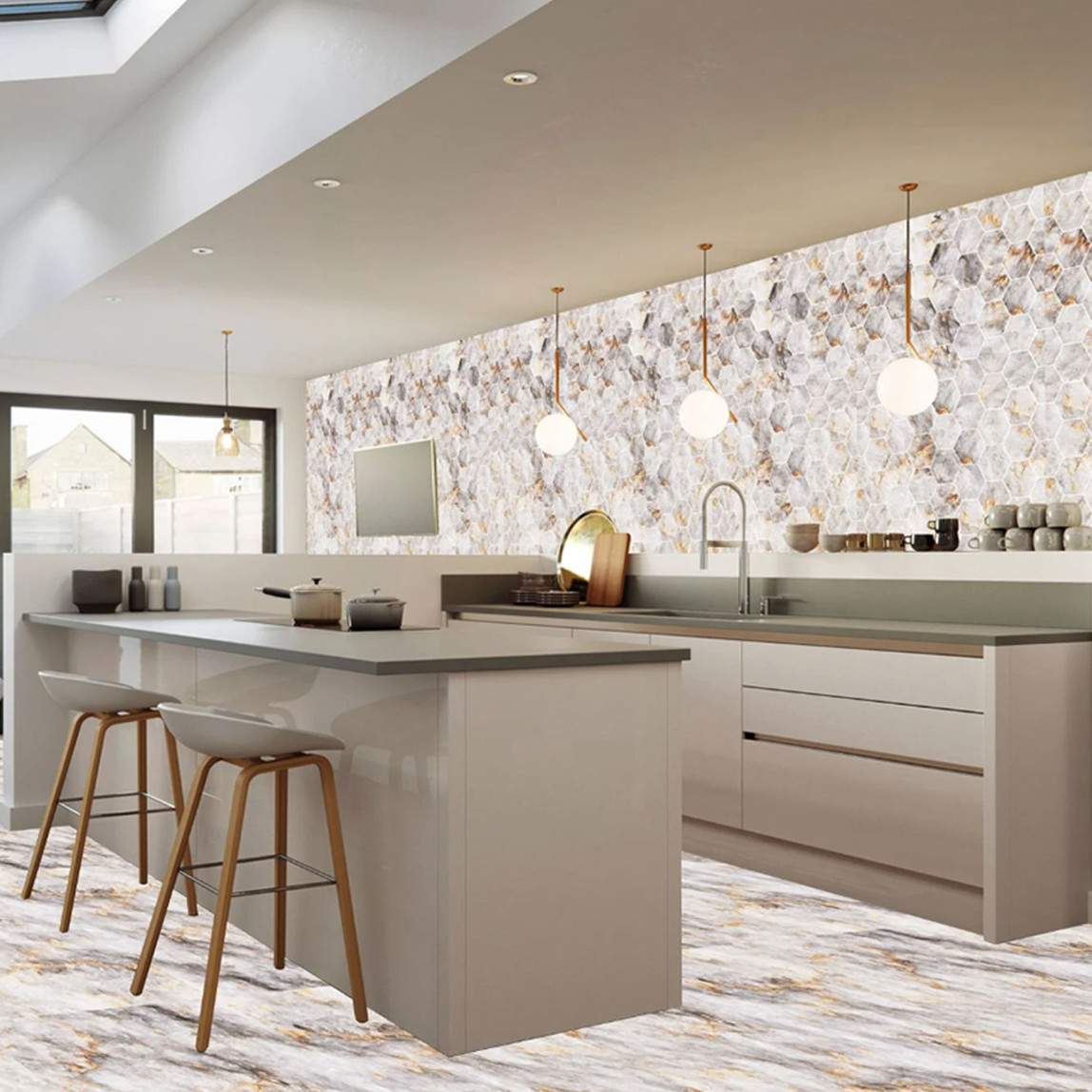    Tink Gold Mermer Desenli Panel Pvc Karo 