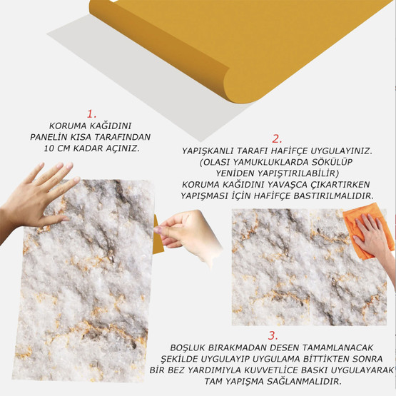 Tink Gold Mermer Desenli Panel Pvc Karo