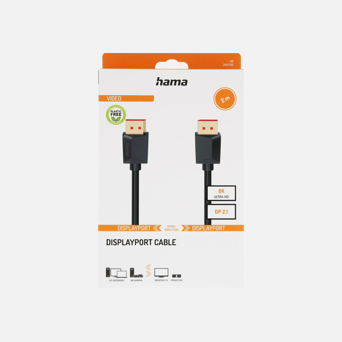    Hama DisplayPort Kablosu, DP 2.1, Ultra HD 8K, 2.0 m 