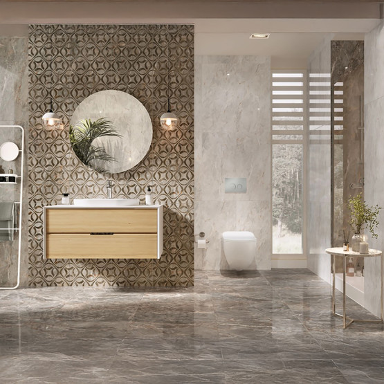 Çanakkale Seramik Sırlı Granit Vetra Taupe Parlak Yer Seramiği 59X59CM 1 Kutu: 1,75 M2 
