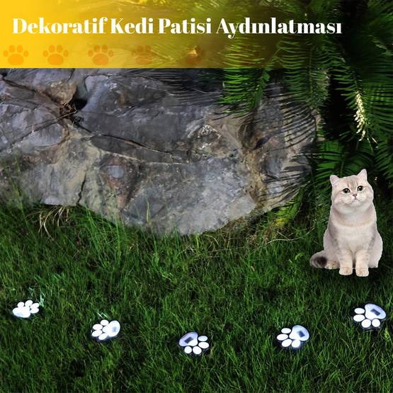 Kedi Patisi Solar Saplama Bahçe Lambası