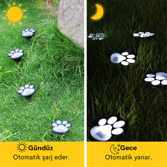 Kedi Patisi Solar Saplama Bahçe Lambası