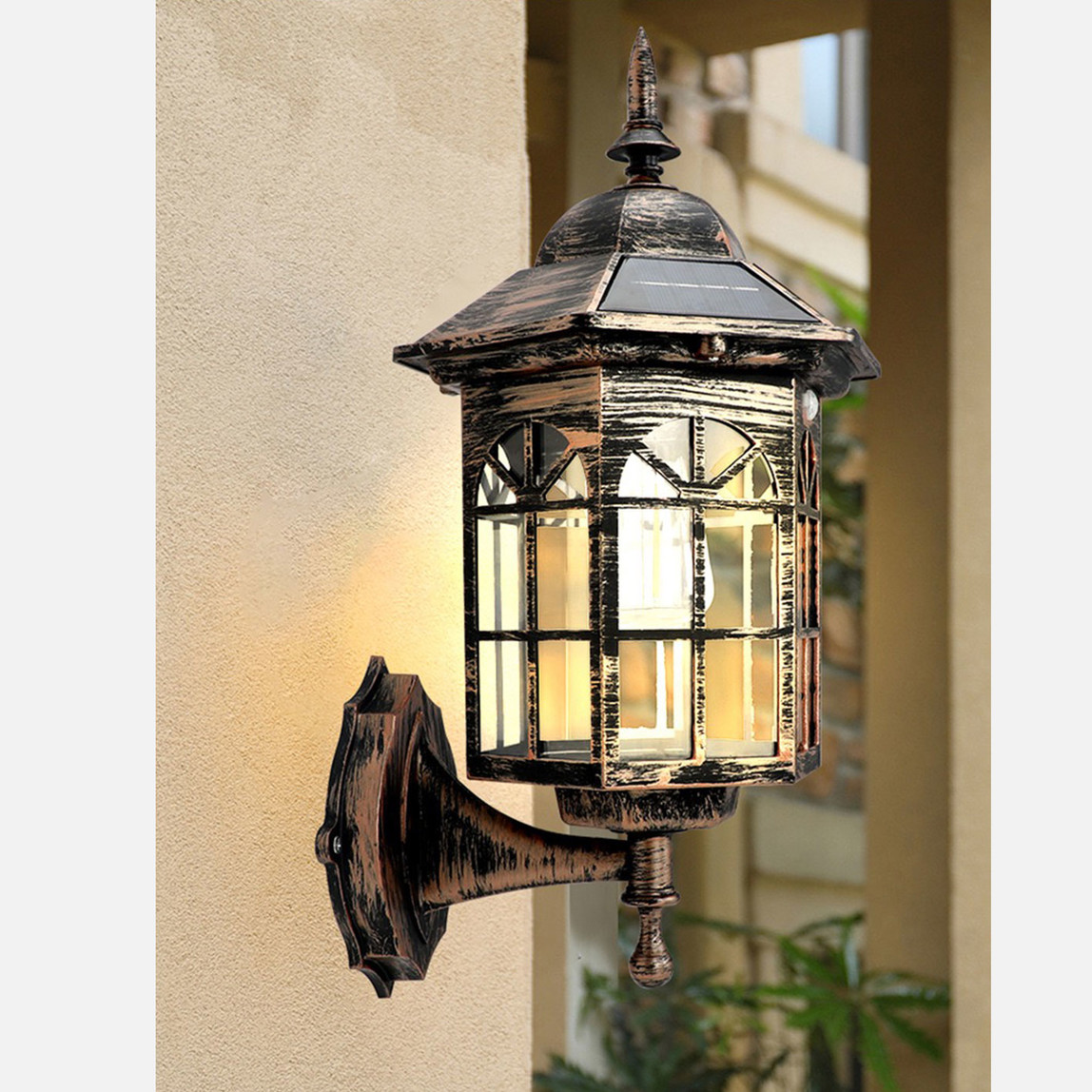    Fener Ampul Görünümlü Solar Led Aplik 