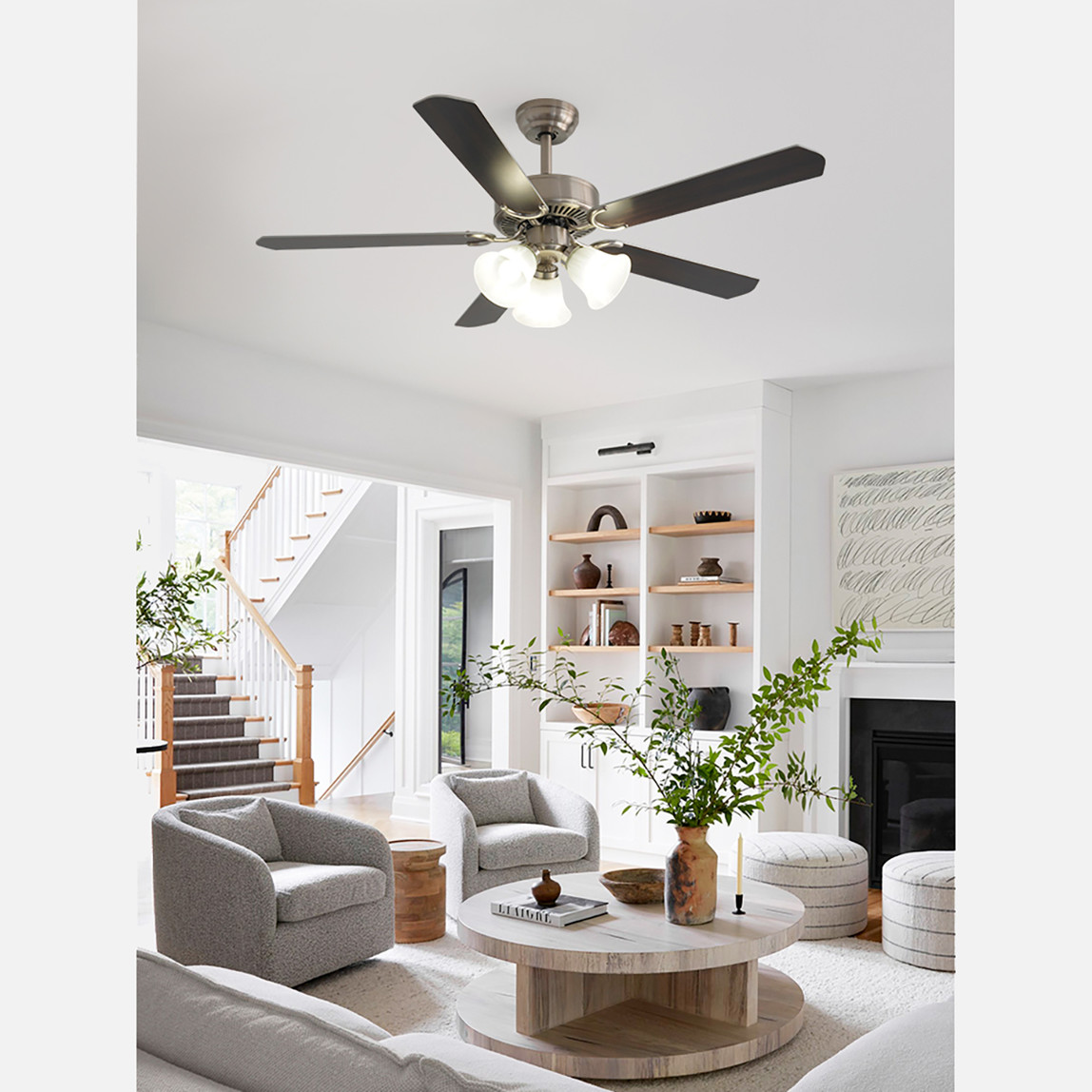    Dlc Brisote Tavan Vantilatörü Mat Krom 3XE27 132cm Uzaktan Kumandalı 