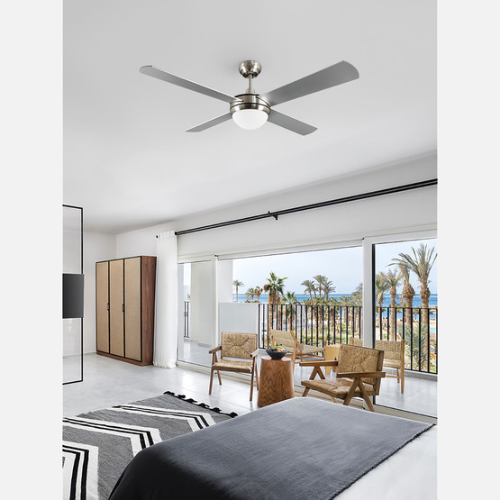 Dlc Alizee Tavan Vantilatörü 2XE27 Mat Krom 132cm Uzaktan Kumandalı