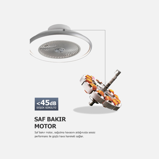 Dlc Araceli Tavan Vantilatörü Gümüş 55cm  Uzaktan Kumandalı