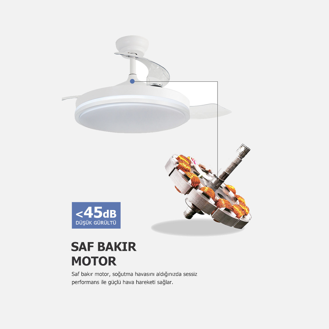    Dlc Espero Led Tavan Vantilatörü Açılır Kapanır Beyaz 107 cm Uzaktan Kumandalı 