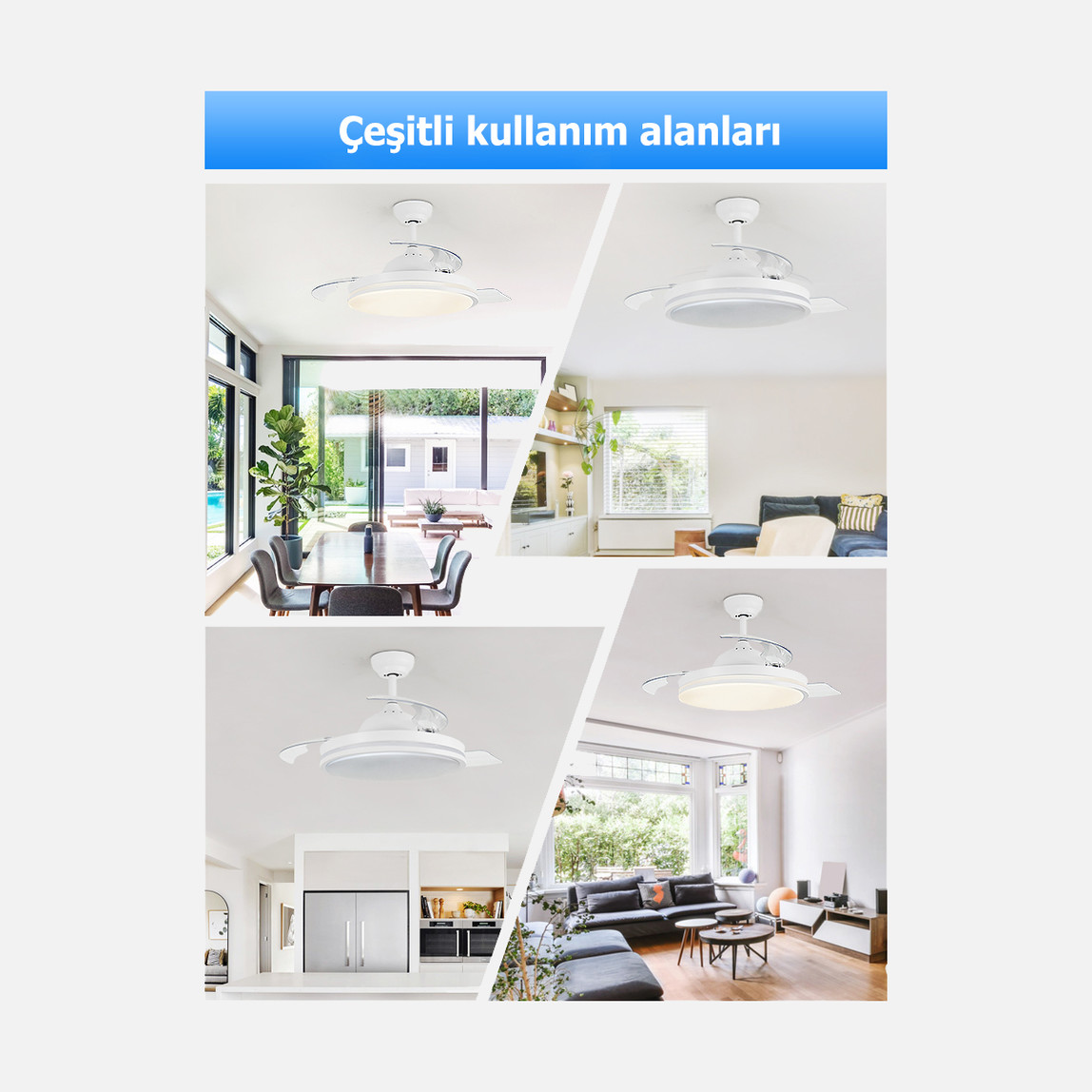    Dlc Espero Led Tavan Vantilatörü Açılır Kapanır Beyaz 107 cm Uzaktan Kumandalı 