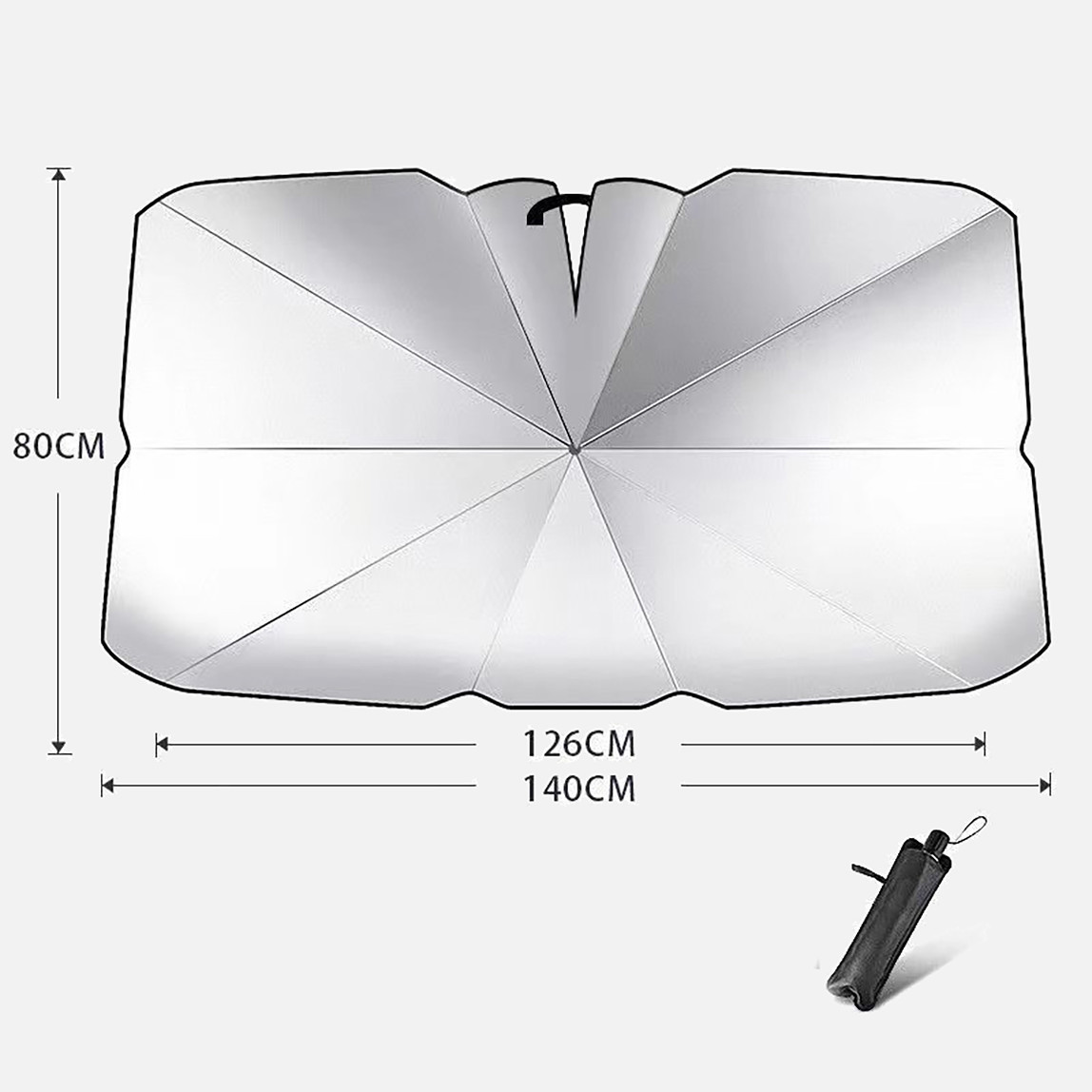    PEON31 Dikiz Ayna Detaylı Oto Ön Cam Güneşlik  80x140 cm Gri 