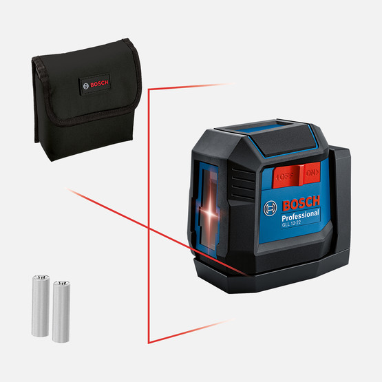 Bosch GLL 12-22 Çizgi Lazer ( 2 x pil (AA) Yumuşak Saklama Çantası)