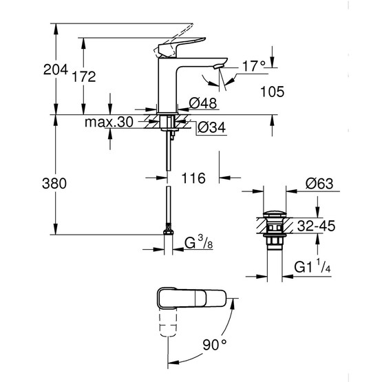 Grohe Dice Lavabo Bataryası