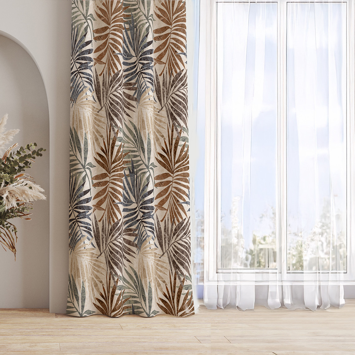    AYShome Yaprak Desen Fon Perde 