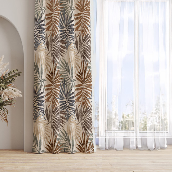 AYShome Yaprak Desen Fon Perde