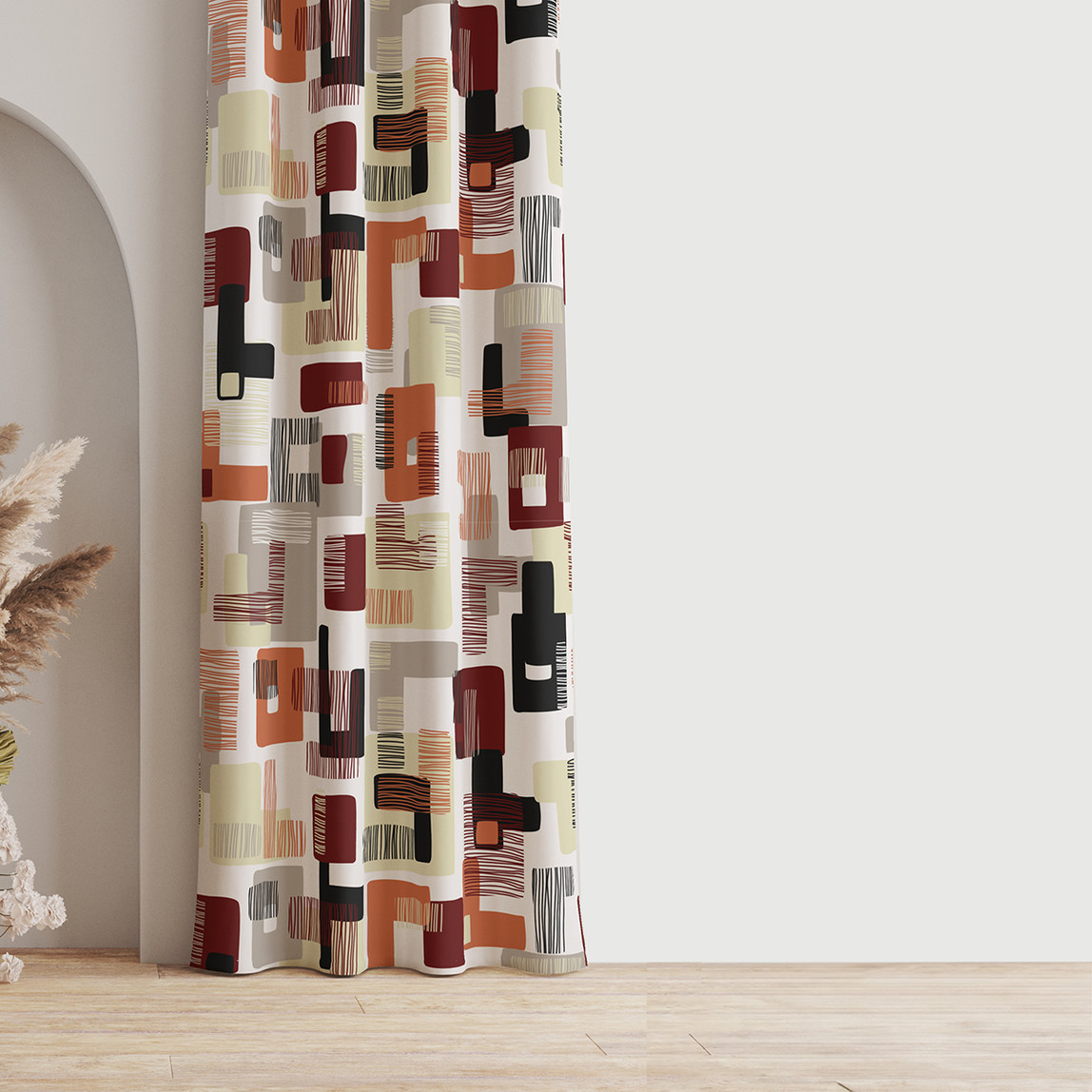    AYShome Kiremit Desen Fon Perde 