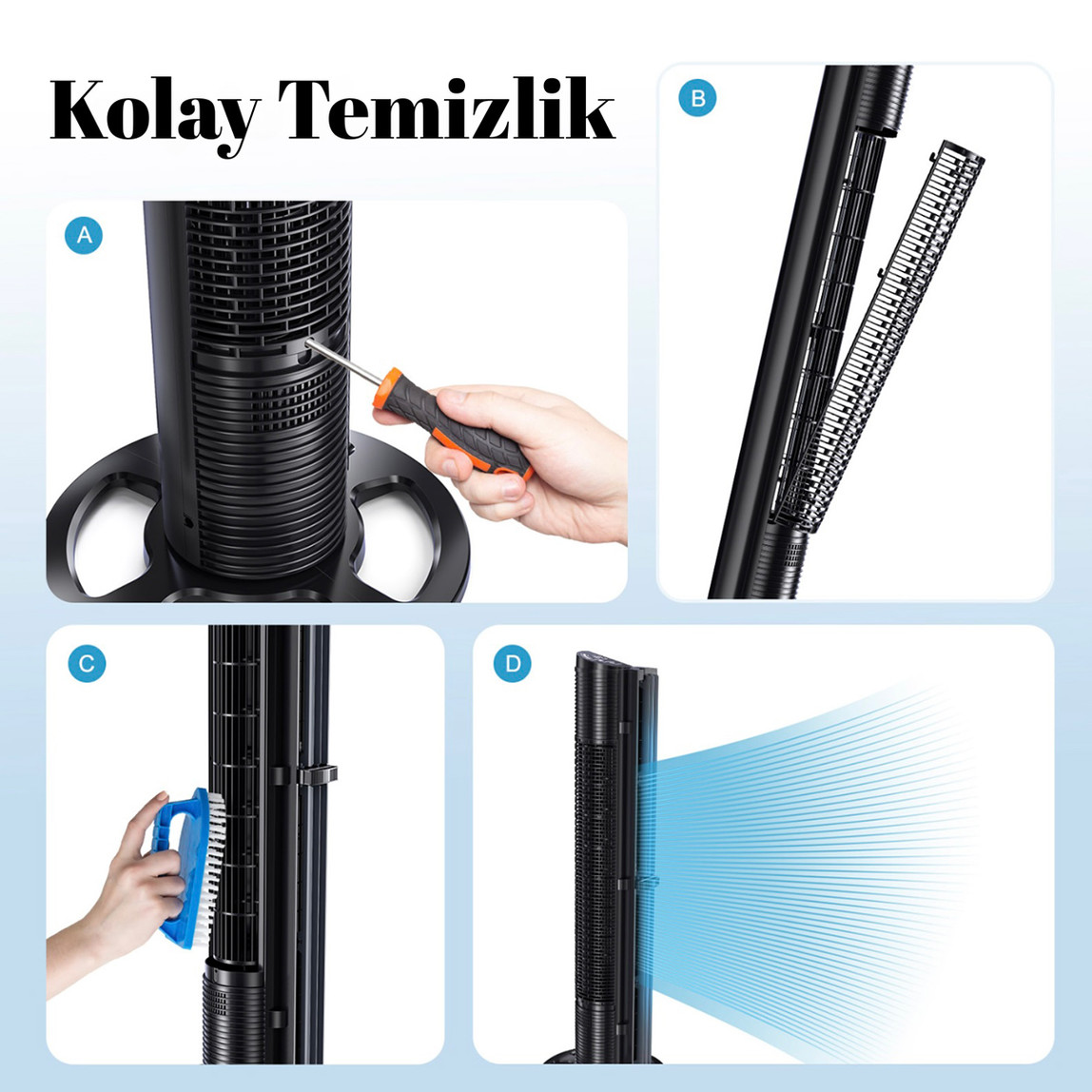    Dlc Kule Tipi Vantilatör 75Watt  Kumandalı 