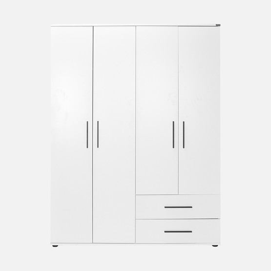 Adore White 4 Kapaklı 2 Çekmeceli Gardırop-Mat Beyaz