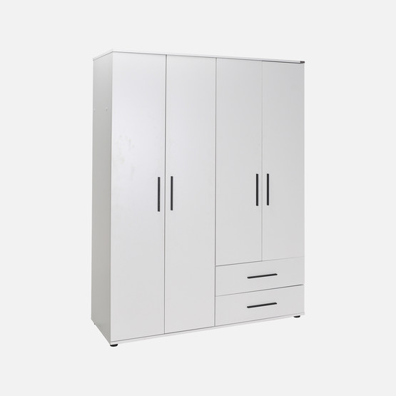 Adore White 4 Kapaklı 2 Çekmeceli Gardırop-Mat Beyaz