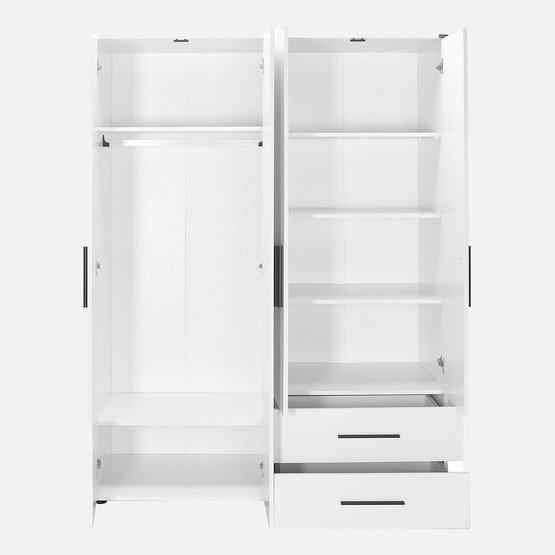 Adore White 4 Kapaklı 2 Çekmeceli Gardırop-Mat Beyaz
