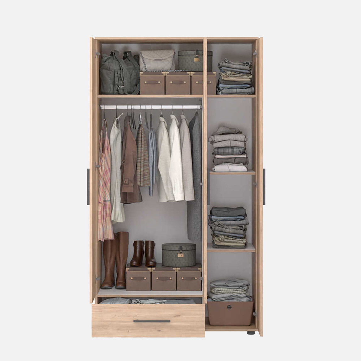    Adore Trendline 3 Kapaklı Tek Çekmeceli Gardırop - Florida Meşe 