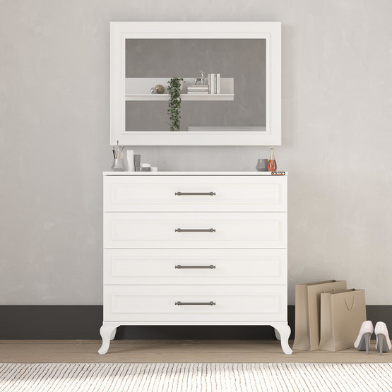 Adore Country 4 Çekmeceli Şifonyer - Mat Lake Beyaz 