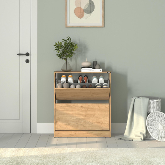 Adore Flat Duo 2 Katlı Geniş Ayakkabılık - Florida Meşe